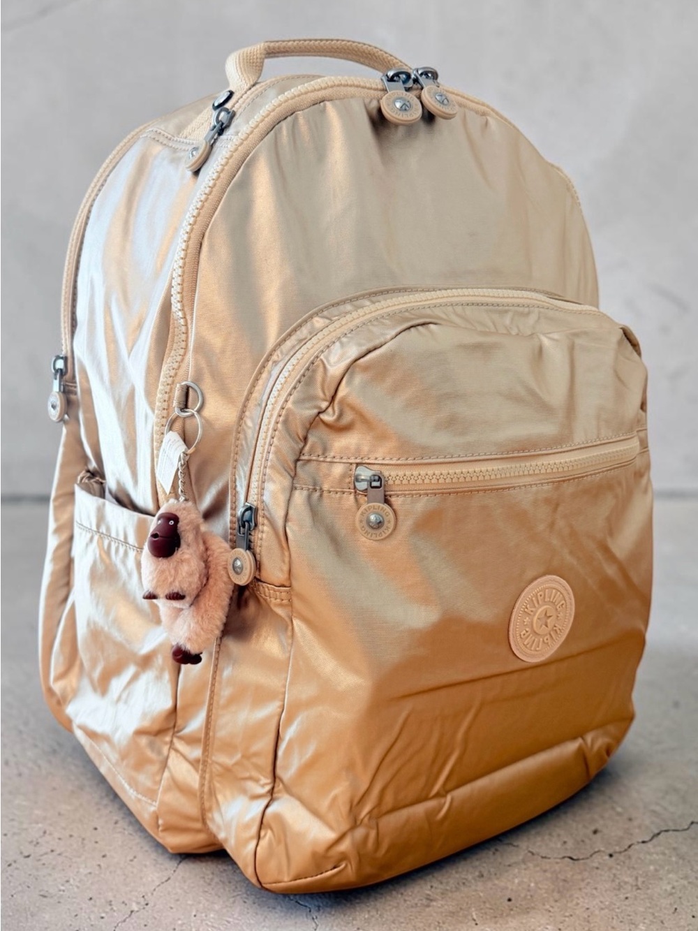 Kipling Seoul Metallic Extra Large 17” Laptop Backpack Gold Starry